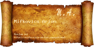 Mifkovics Arion névjegykártya